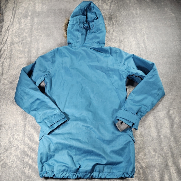 Burton Jacket The White Collection Blue Faux Fur Hood Womens Small - Picture 4 of 8